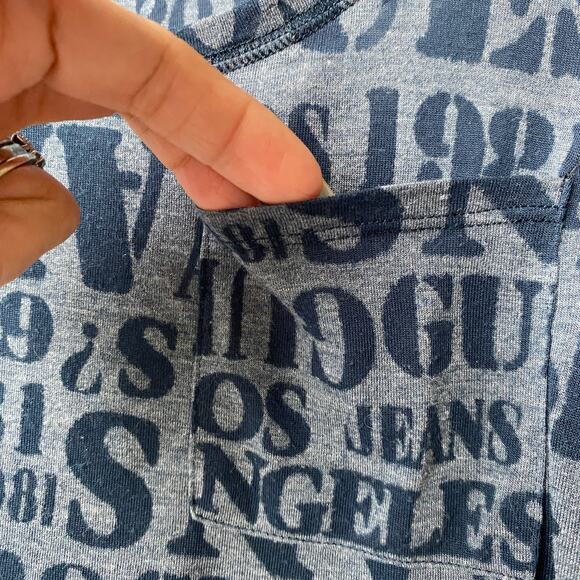 Vintage Y2K Guess Logo Print Top Women Size M Navy Fitted Paper Thin Half Sleeve - Picture 4 of 10